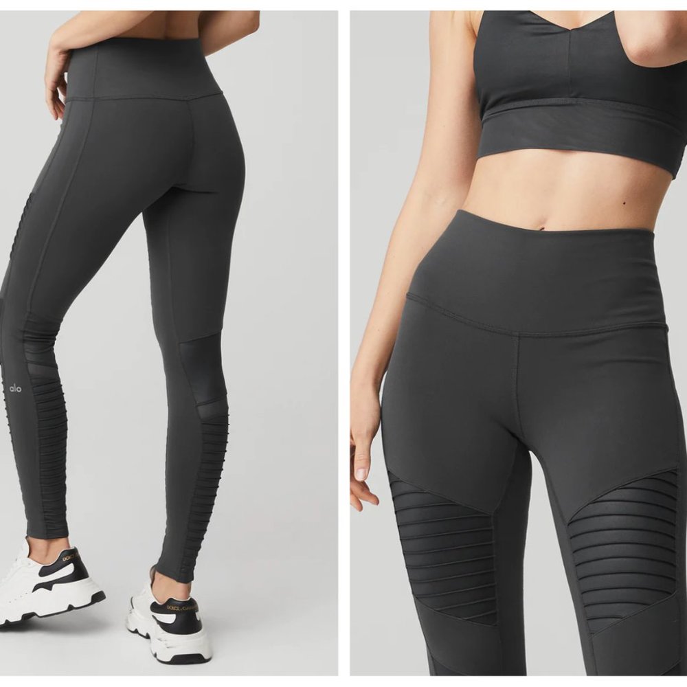 ALO HIGH-WAIST MOTO LEGGING in GREY - SIZE S